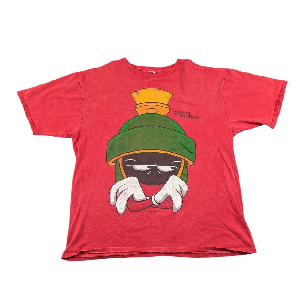 Vintage 1993 Marvin the Martian Looney Tunes Red Graphic T-Shirt Mens XL 90s